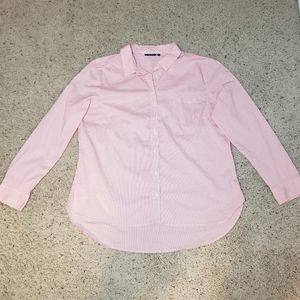 Women's Pink Vertical Stripe Button Down